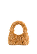 Gabbi Faux Fur Medium Ruched Hobo Handbag - Light Brown