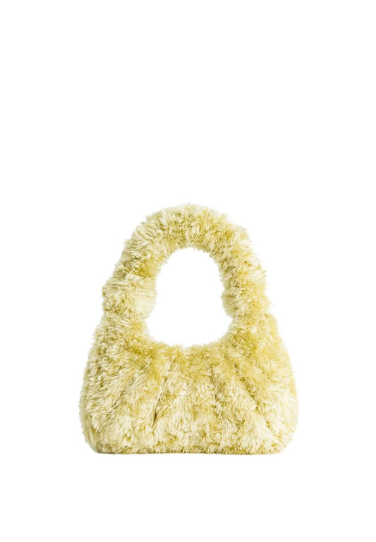 Gabbi Faux Fur Medium Ruched Hobo Handbag - Light Green