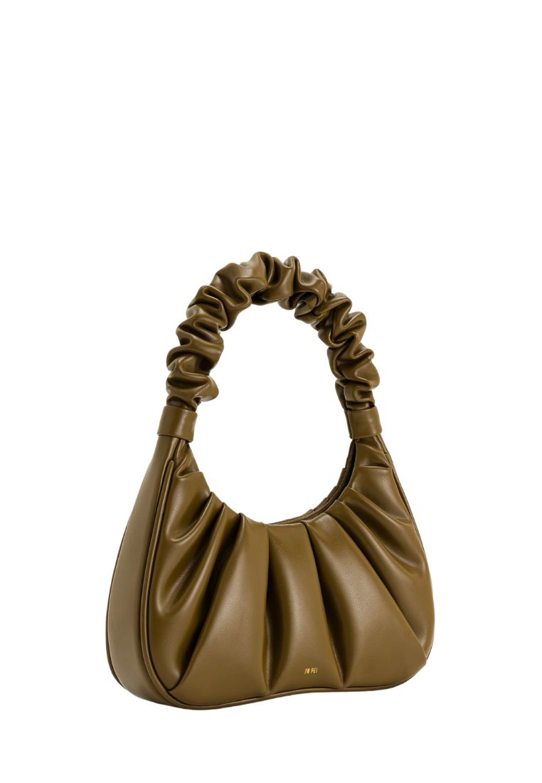Gabbi Ruched Hobo Handbag - Dark Olive