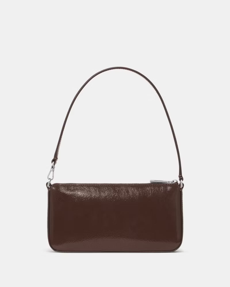 Gemini Shiny Leather Mini Bag Hot Fudge