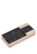 Glimmer Quilted Patent Leather Boxed Crossbody Set Black