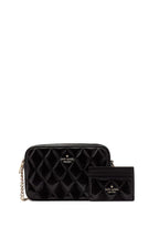 Glimmer Quilted Patent Leather Boxed Crossbody Set Black