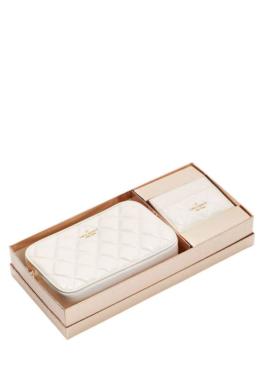 Glimmer Quilted Patent Leather Boxed Crossbody Set Parchment