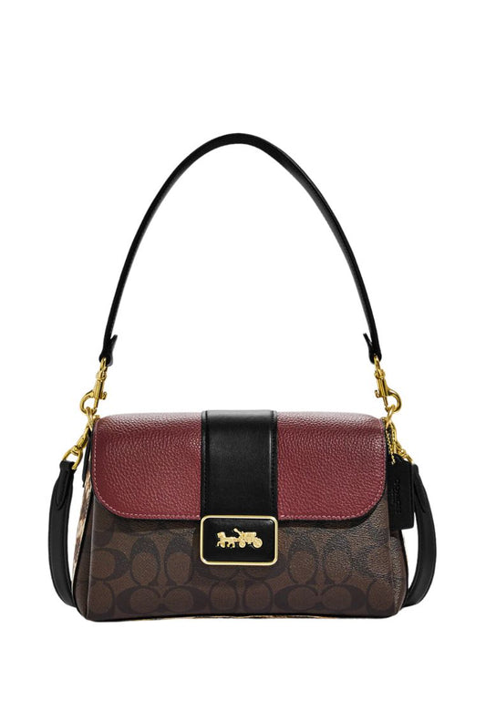 Grace Shoulder Bag In Signature Canvas Brown Black Multi