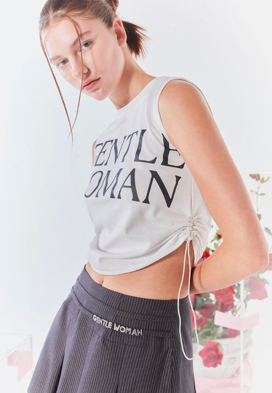 Drawstring Sleeveless Top White