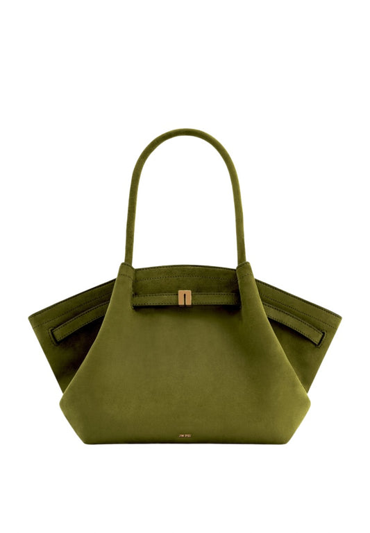 Hana Medium Faux Suede Tote Bag - Dark Olive