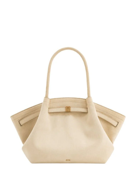[DEFECT SALE 287] Hana Medium Faux Suede Tote Bag - Off White