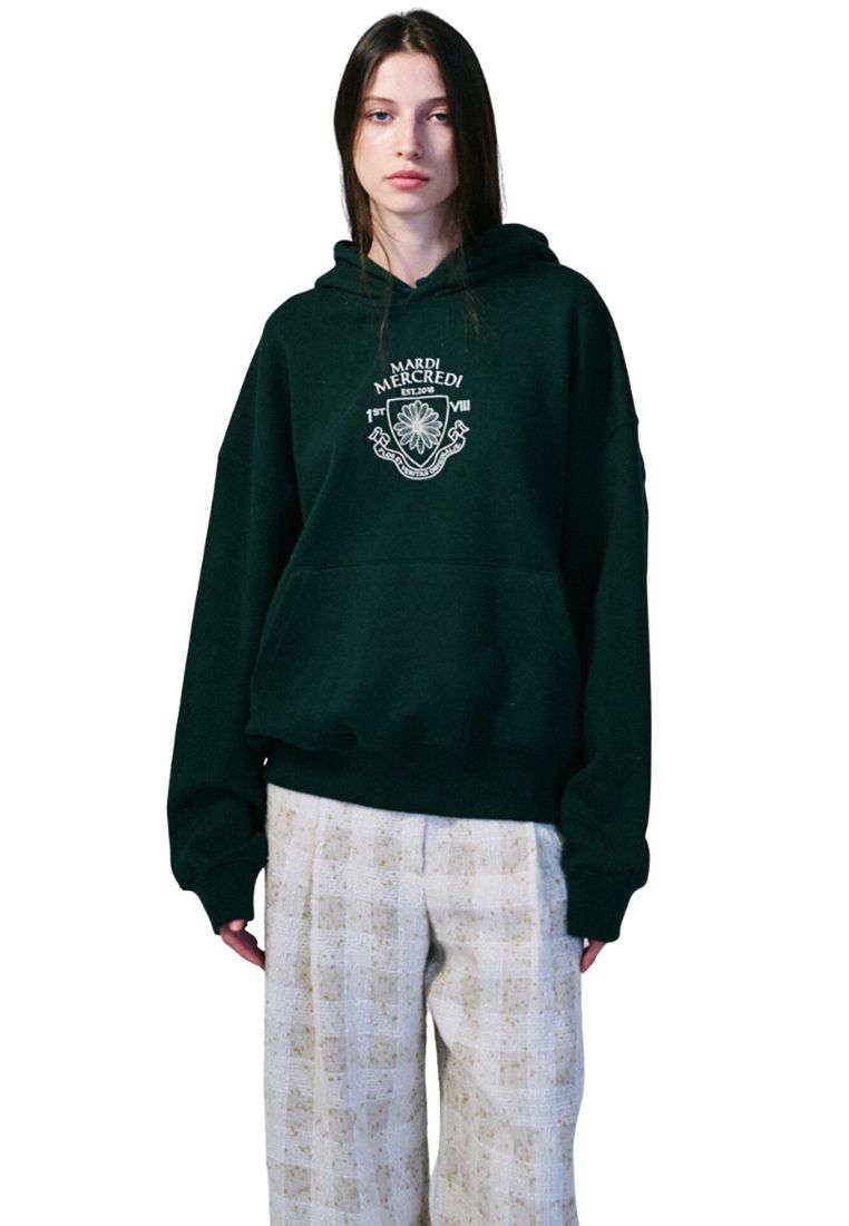Hoody Alumni Small Emblem Needlework Deep Green Cream