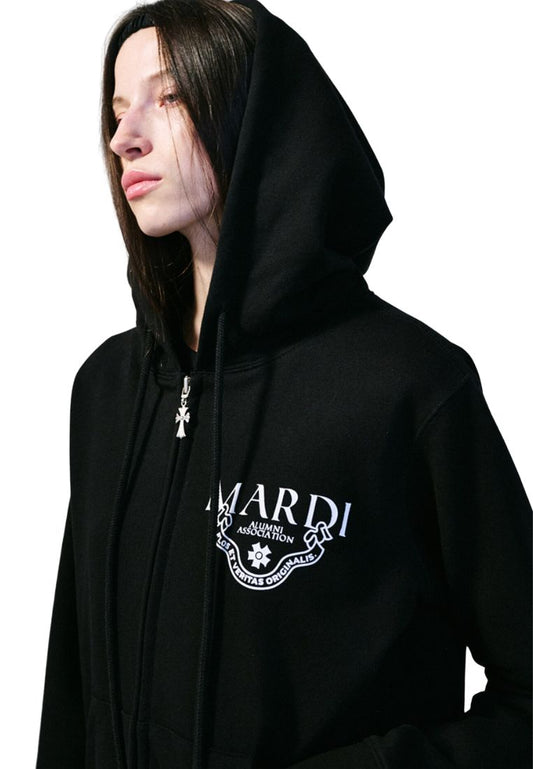 Hoody Zip Up Alumni Classique Black White