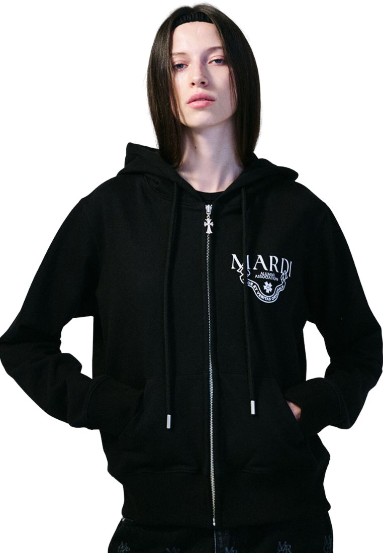 Hoody Zip Up Alumni Classique Black White