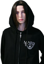 Hoody Zip Up Alumni Classique Black White