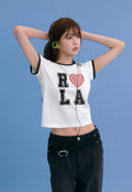 I LOVE ROLA Patchwork Ringer T-Shirt White