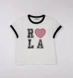 I LOVE ROLA Patchwork Ringer T-Shirt White