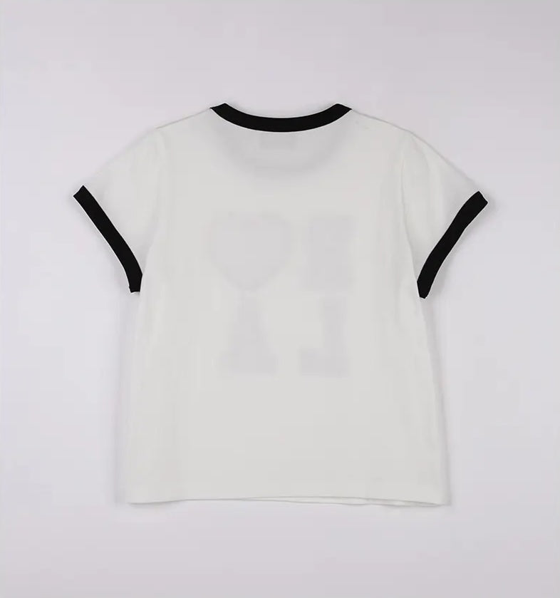 I LOVE ROLA Patchwork Ringer T-Shirt White