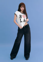 I LOVE ROLA Patchwork Ringer T-Shirt White