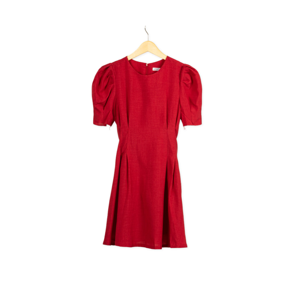 Puff Sleeve Dress Red