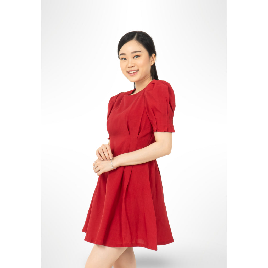 Puff Sleeve Dress Red