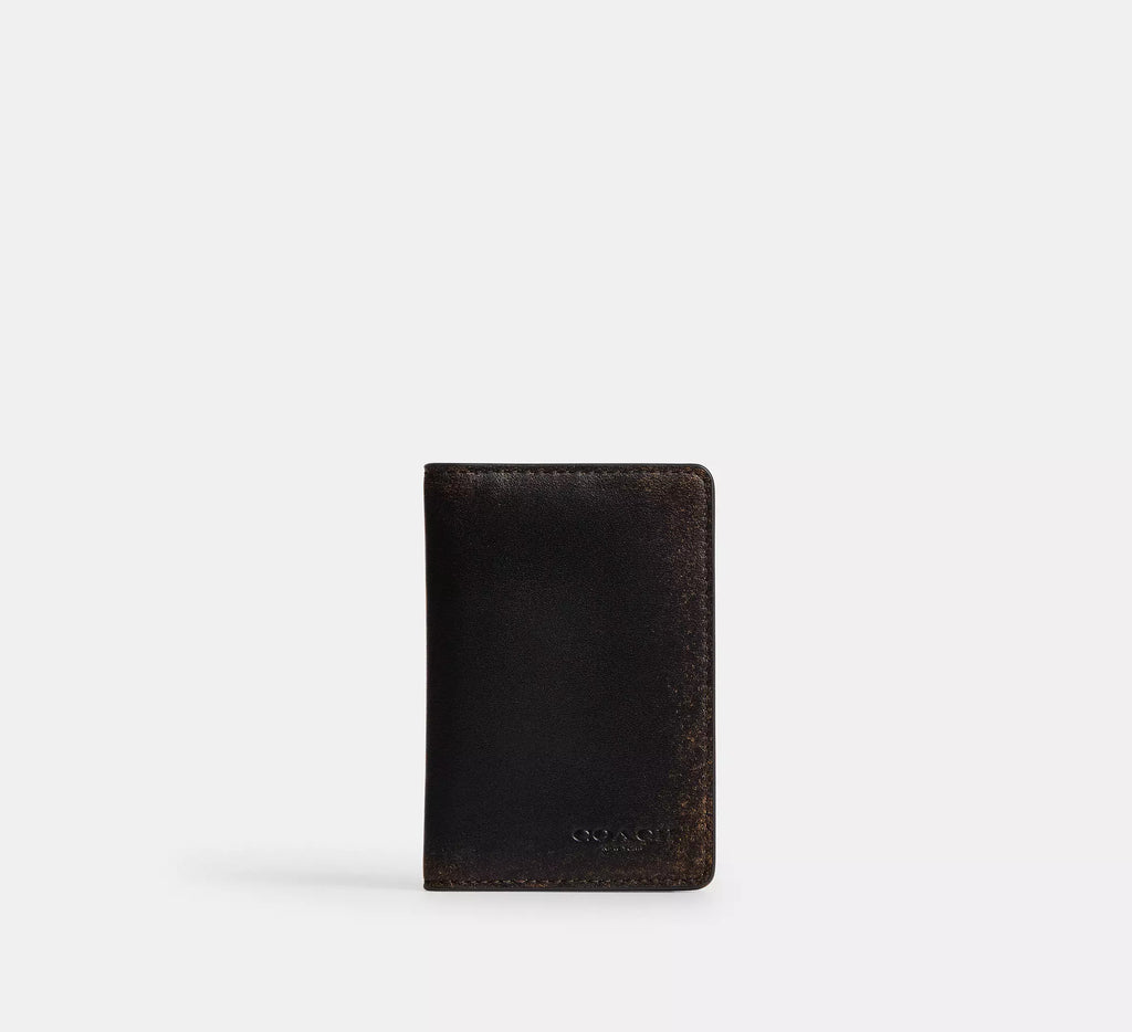 Id Card Wallet In Loved Leather Black Brown