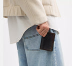 Id Card Wallet In Loved Leather Black Brown