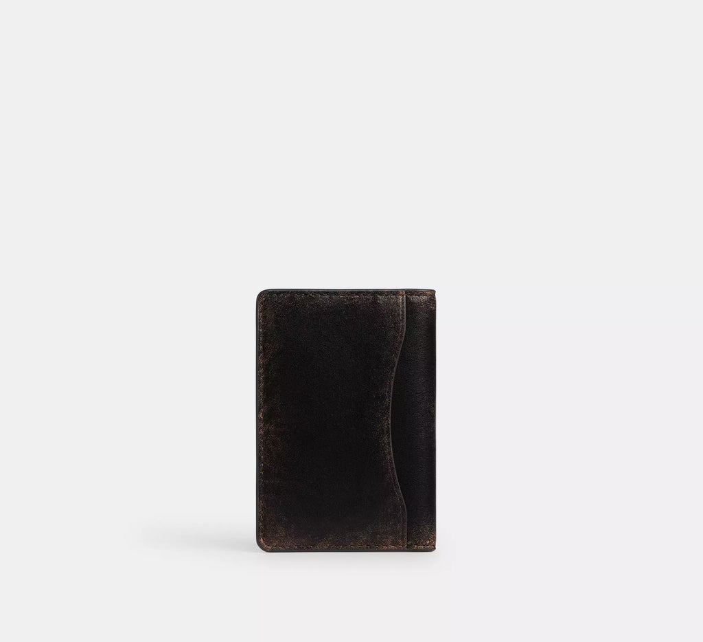 Id Card Wallet In Loved Leather Black Brown