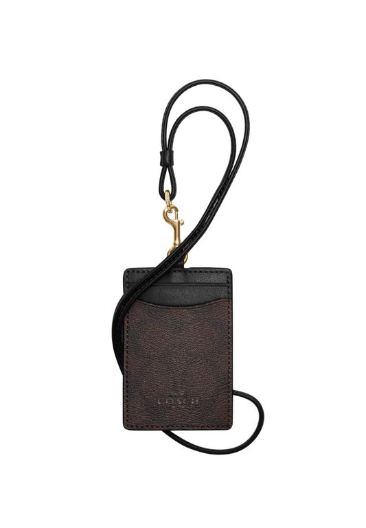 Id Lanyard in Signature Canvas Gold Brown Black