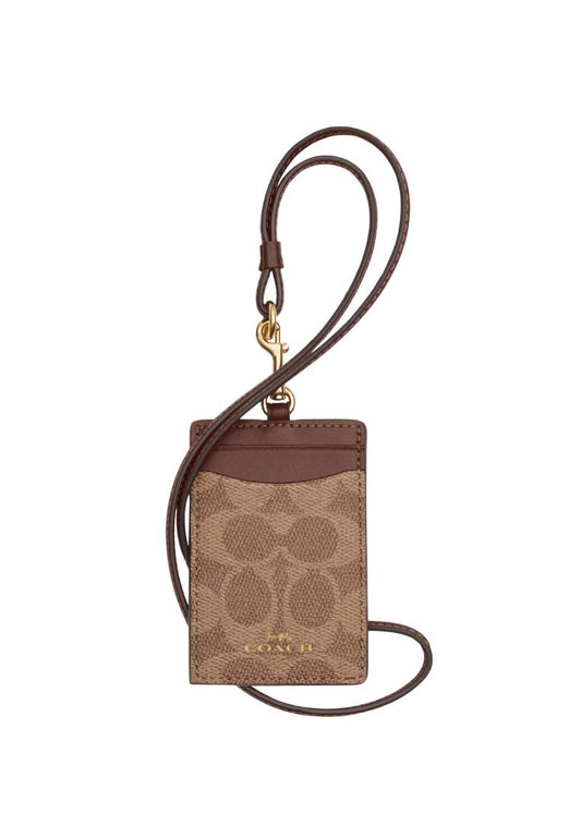 Id Lanyard in Signature Canvas Gold Tan Brown