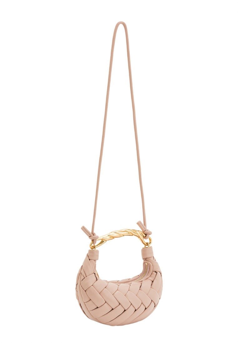 Orla Weave Handbag - Pink Beige