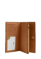 Slim Zip Wallet In Signature Canvas With Stripe Chalk Lt Saddle