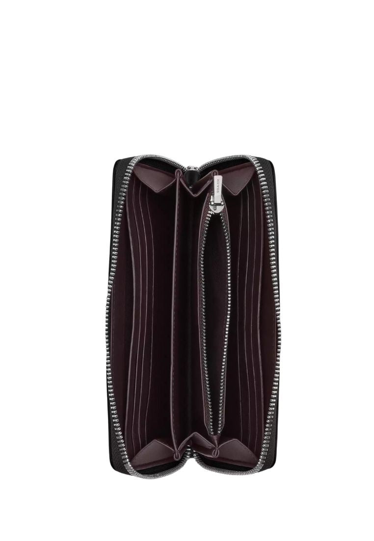 Long Zip Around Wallet Silver Black