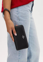 Long Zip Around Wallet Silver Black
