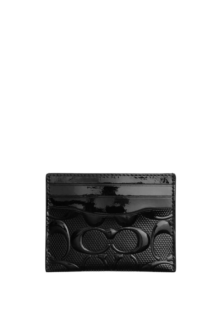 Slim Id Card Case In Signature Leather Black