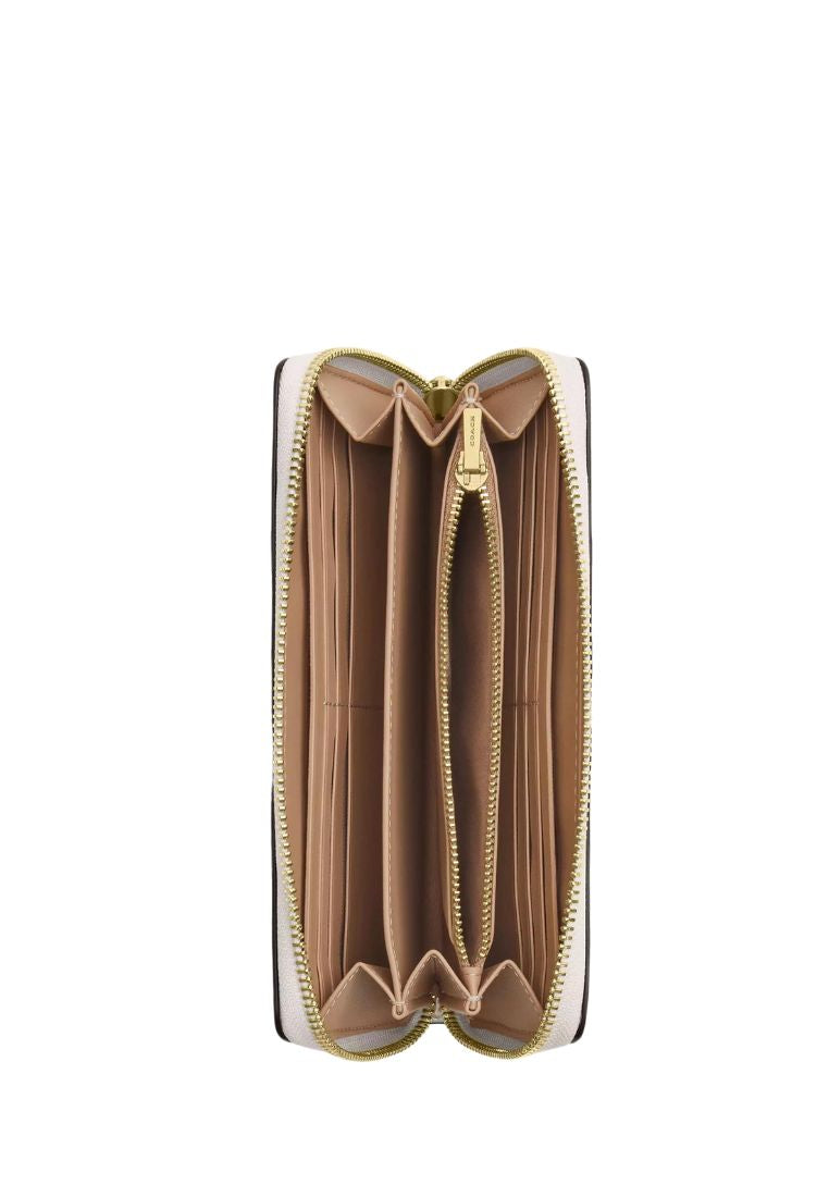 Long Zip Around Wallet In Signature Leather Gold Chalk