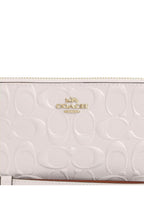 Long Zip Around Wallet In Signature Leather Gold Chalk