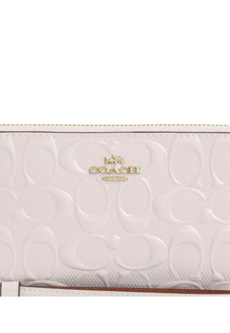 Long Zip Around Wallet In Signature Leather Gold Chalk