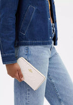 Long Zip Around Wallet In Signature Leather Gold Chalk