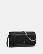 Ivy Shiny Quilted Crossbody Bag Black