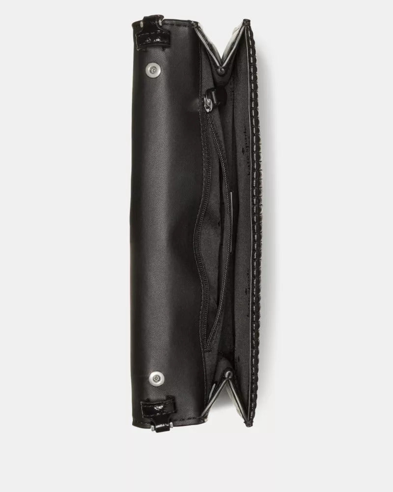 Ivy Shiny Quilted Crossbody Bag Black
