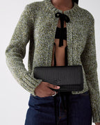 Ivy Shiny Quilted Crossbody Bag Black