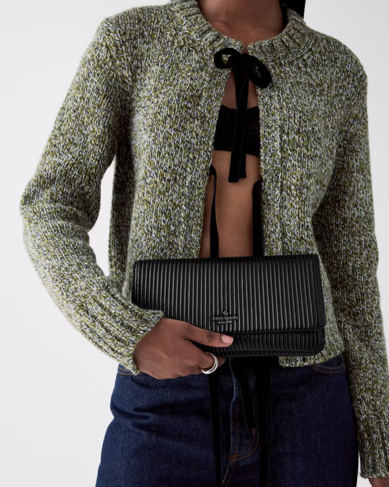 Ivy Shiny Quilted Crossbody Bag Black