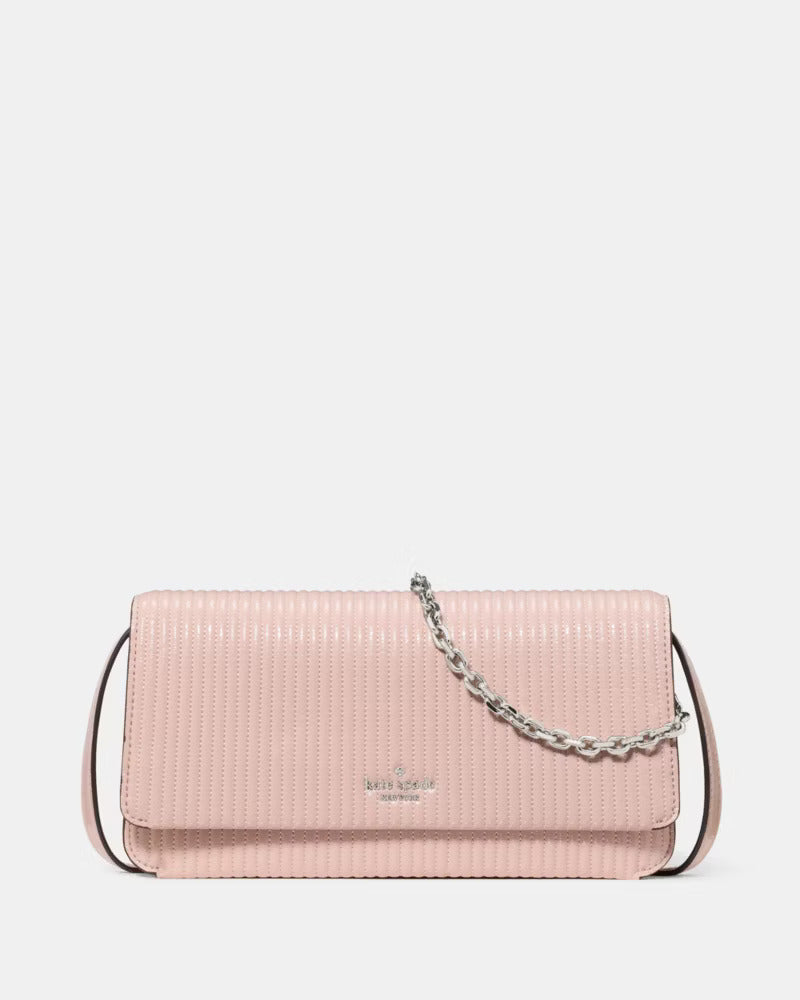 Ivy Shiny Quilted Crossbody Bag Rose Smoke