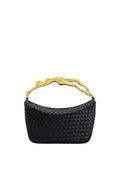 Jenny Woven Human-shaped Handle Handbag - Black