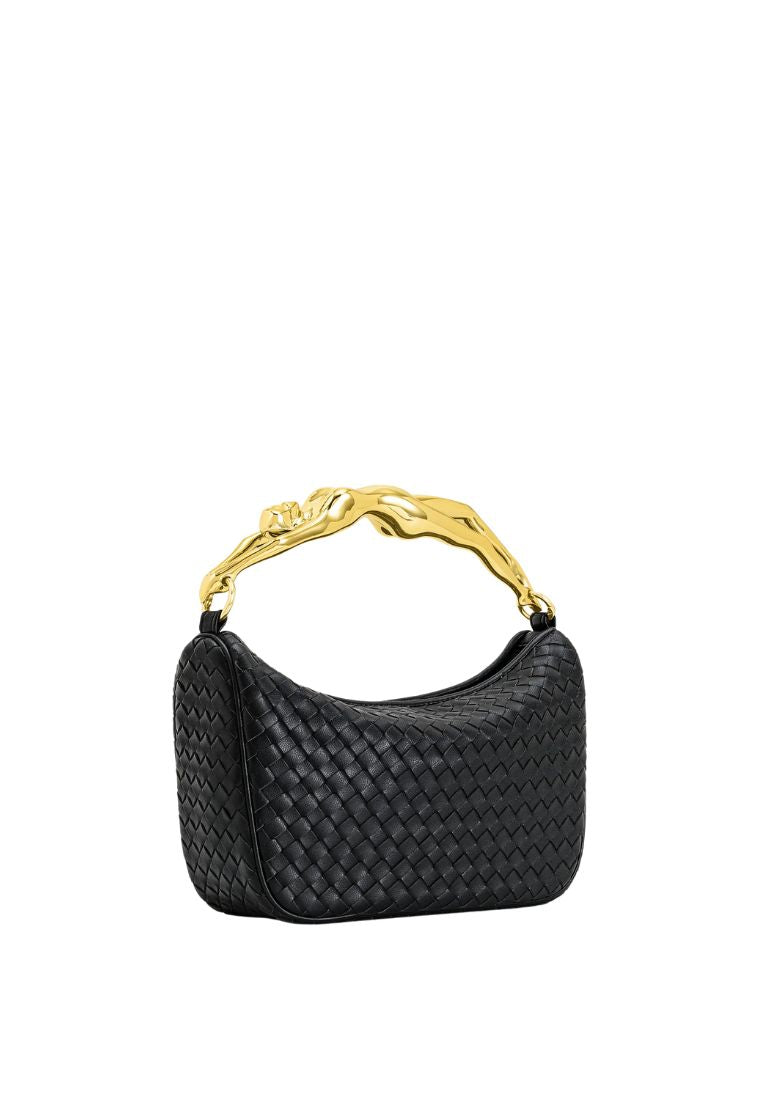 Jenny Woven Human-shaped Handle Handbag - Black