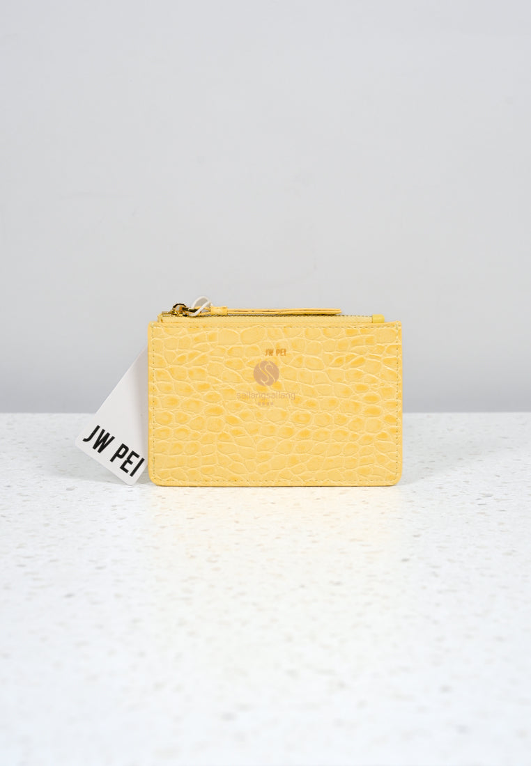 [DEFECT 136] Quinn Zipped Card Holder - Light Yellow Croc