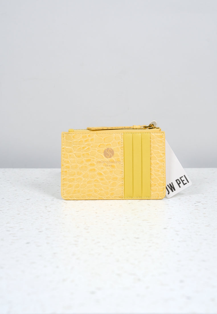 [DEFECT 136] Quinn Zipped Card Holder - Light Yellow Croc