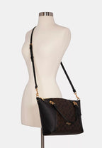 Kacey Satchel In Signature Canvas Brown Black