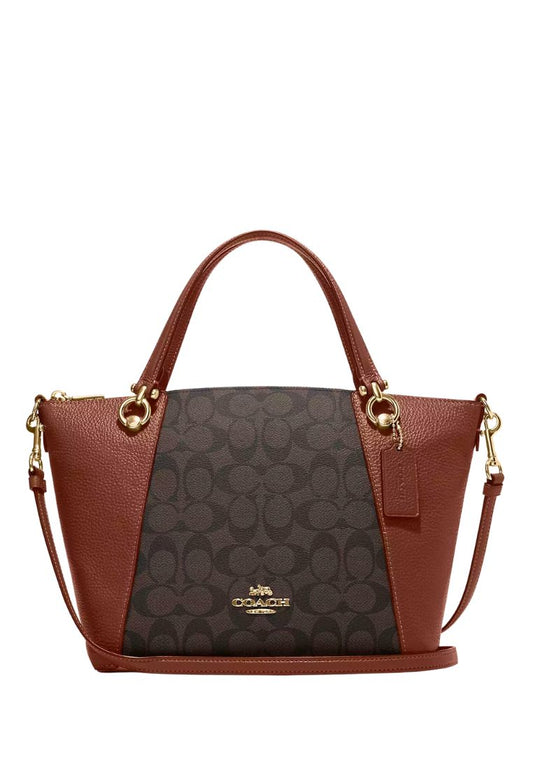 Kacey Satchel In Signature Canvas Brown Redwood