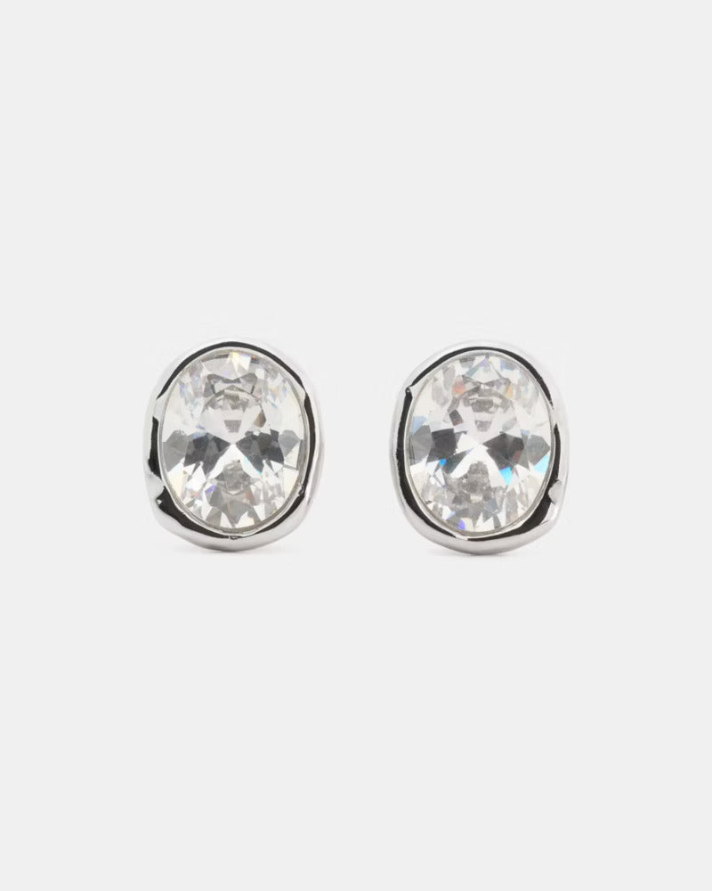 High Shine Studs Clear Silver