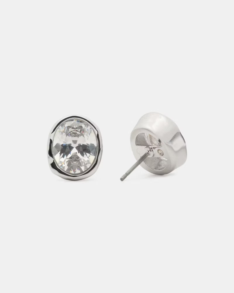 High Shine Studs Clear Silver