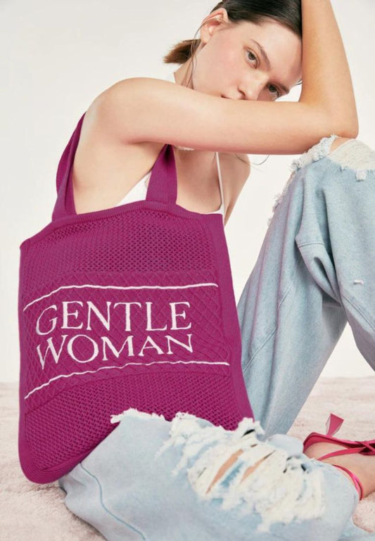 Knit Tote Bag Pink