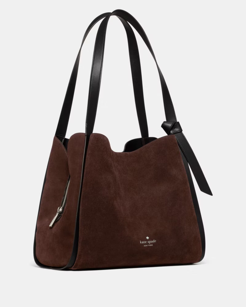 Knott Suede Large Carryall Hot Fudge